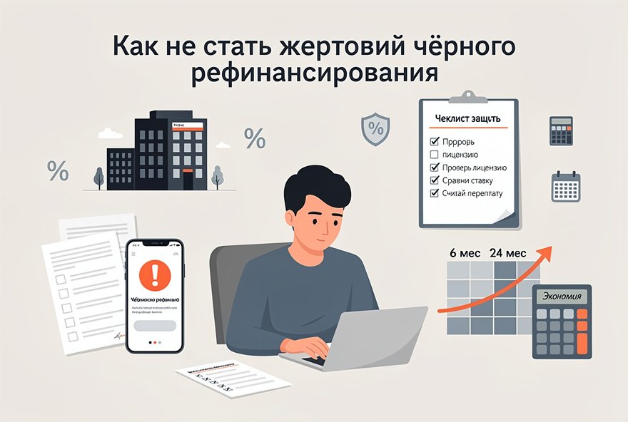 Как не стать жертвой «чёрного рефинансирования»: чеклист и простой расчёт выгоды за 6–24 месяцев
