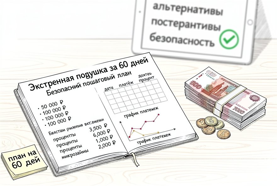 Экстренная подушка за 60 дней: безопасный пошаговый план с микрозаймами и альтернативами