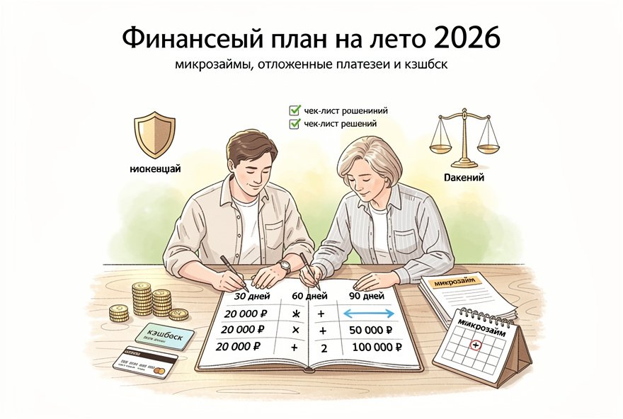 Финансовый план на лето 2026: как комбинировать микрозаймы, отложенные платежи и кэшбэк — сценарии на 30/60/90 дней