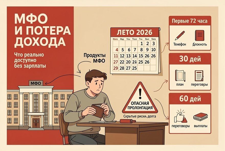 МФО и потеря дохода летом 2026: что реально доступно при отсутствии зарплаты и как избежать опасной пролонгации