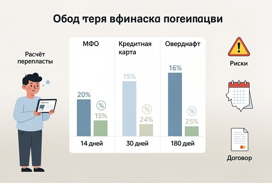 МФО vs кредитная карта и овердрафт: когда микрозайм действительно выгоднее — расчёты на 14, 30 и 180 дней